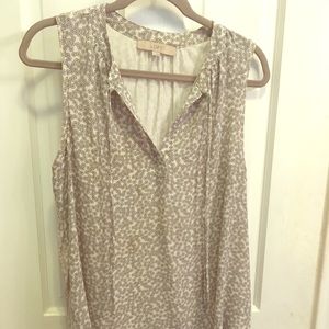 LOFT patterned tunic/shell with tie detail